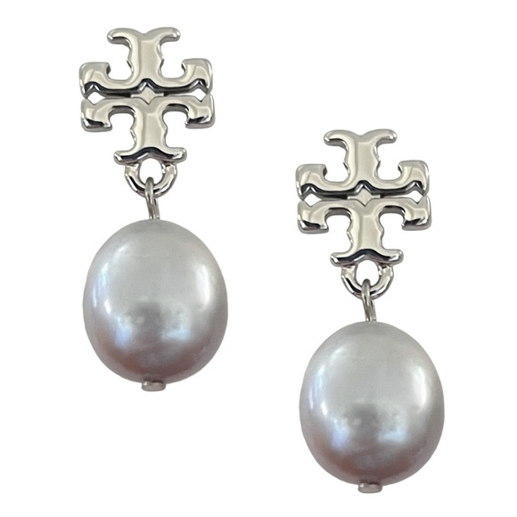 TORY BURCH • Silver Kira Pearl Drop Earrings - Picture 1 of 6